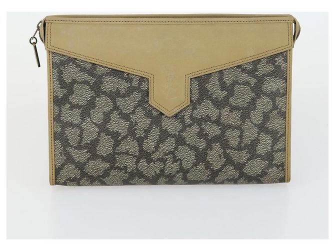 Borsa SAINT LAURENT PRADA Nylon PVC 2 Set Grigio Khaki Auth 162220 Marrone Cachi - vista 10