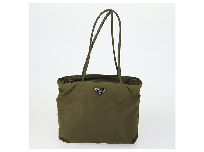 Borsa SAINT LAURENT PRADA Nylon PVC 2 Set Grigio Khaki Auth 162220 Marrone Cachi - vista 2