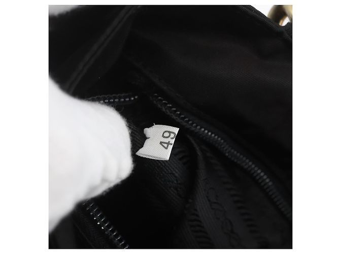 PRADA Borsa a mano con catena in nylon nero e oro Auth gh1687 D'oro - vista 12
