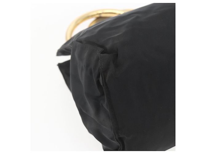 PRADA Borsa a mano con catena in nylon nero e oro Auth gh1687 D'oro - vista 14