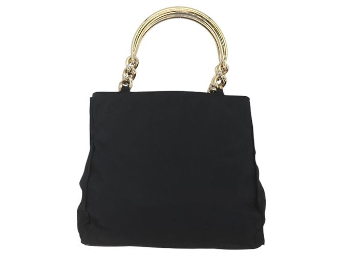 PRADA Borsa a mano con catena in nylon nero e oro Auth gh1687 D'oro - vista 2