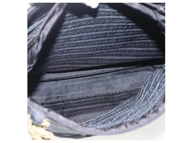 PRADA Borsa a mano con catena in nylon nero e oro Auth gh1687 D'oro - vista 22