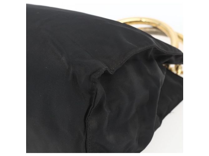 PRADA Borsa a mano con catena in nylon nero e oro Auth gh1687 D'oro - vista 9