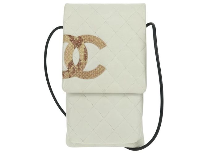 Sac à épaule CHANEL Matelassé Cambon en cuir blanc et noir CC Auth BA9742V - vue 13