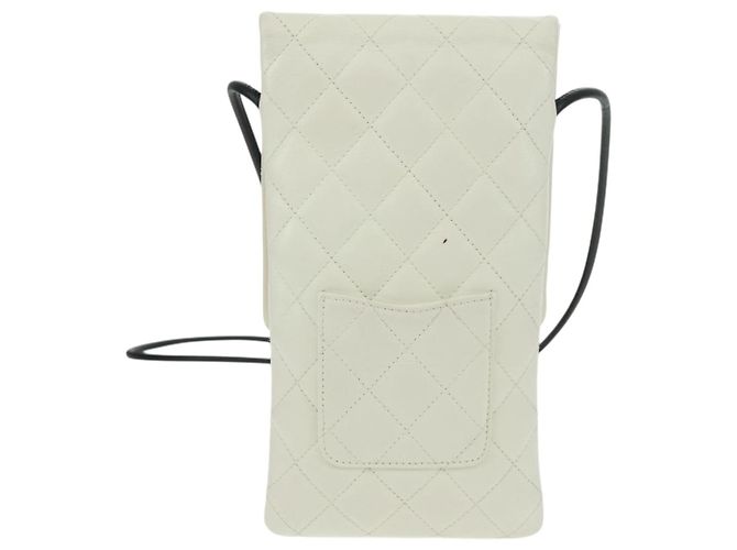Sac à épaule CHANEL Matelassé Cambon en cuir blanc et noir CC Auth BA9742V - vue 2
