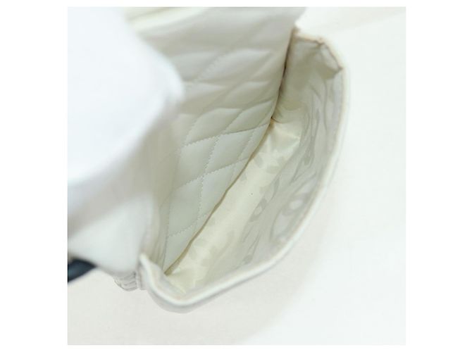 Sac à épaule CHANEL Matelassé Cambon en cuir blanc et noir CC Auth BA9742V - vue 24