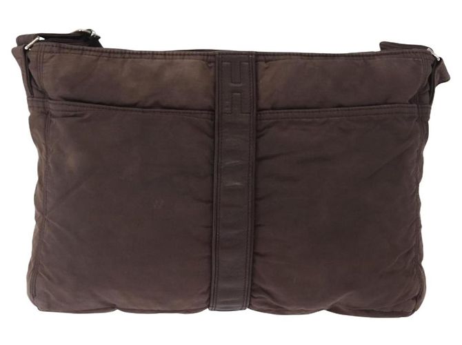 Hermès HERMES Borsa a Spalla Acapulco Basas MM in Nylon Marrone Auth bs32633 - vista 13