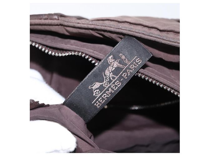 Hermès HERMES Borsa a Spalla Acapulco Basas MM in Nylon Marrone Auth bs32633 - vista 21