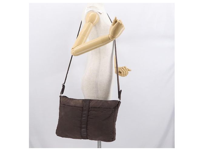 Hermès HERMES Borsa a Spalla Acapulco Basas MM in Nylon Marrone Auth bs32633 - vista 22