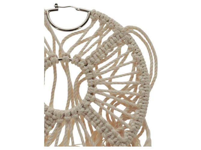 Orecchino LOEWE in tela bianca e argento Auth bs32653V Bianco - vista 10