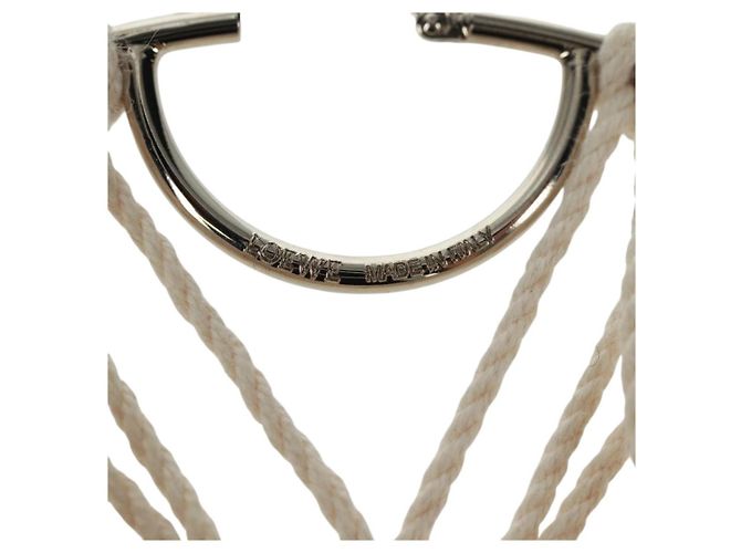 Orecchino LOEWE in tela bianca e argento Auth bs32653V Bianco - vista 18