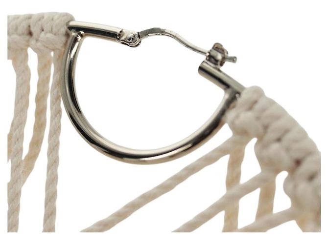 Orecchino LOEWE in tela bianca e argento Auth bs32653V Bianco - vista 19