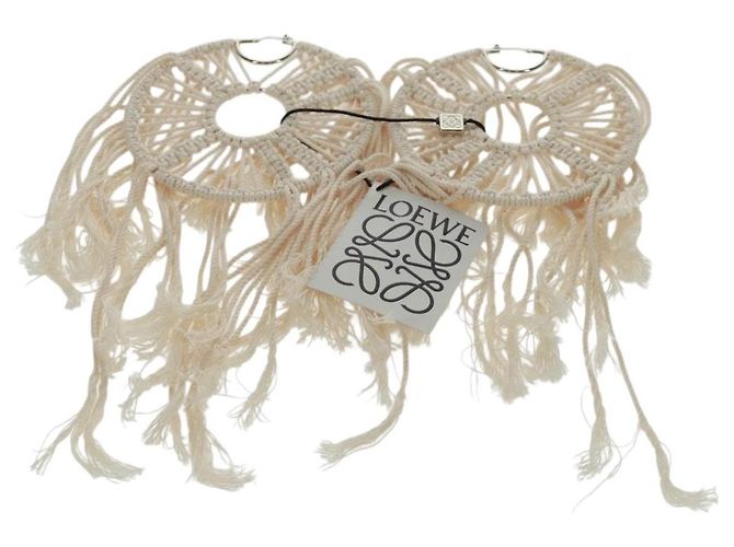 Orecchino LOEWE in tela bianca e argento Auth bs32653V Bianco - vista 2