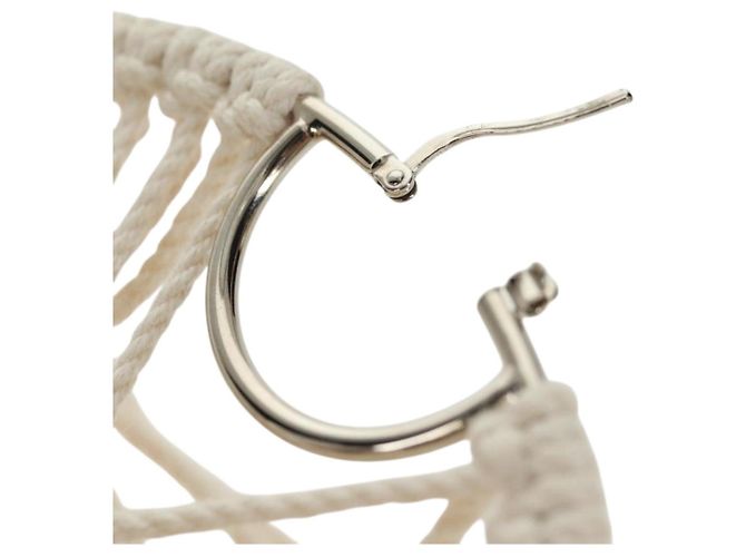 Orecchino LOEWE in tela bianca e argento Auth bs32653V Bianco - vista 20