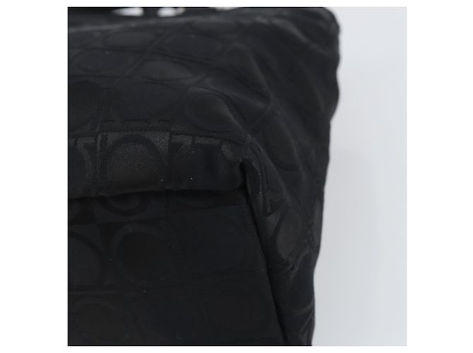 Salvatore Ferragamo Borsa Tote Gancini in Nylon Nero Argento Auth gh1671 - vista 15