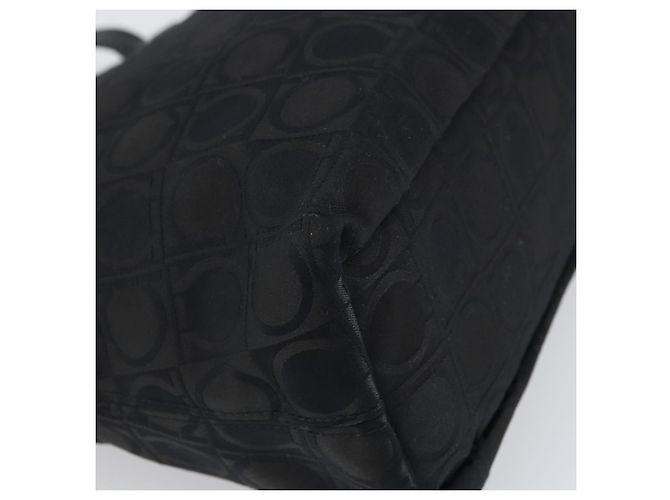 Salvatore Ferragamo Borsa Tote Gancini in Nylon Nero Argento Auth gh1671 - vista 16