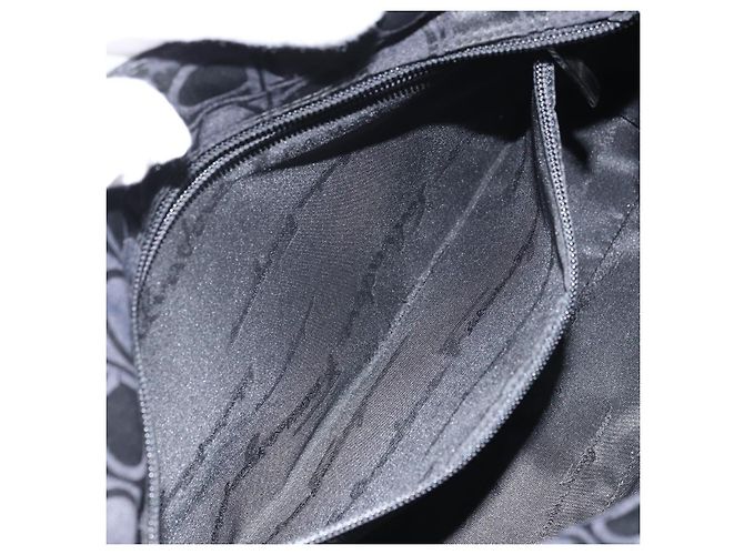 Salvatore Ferragamo Borsa Tote Gancini in Nylon Nero Argento Auth gh1671 - vista 21