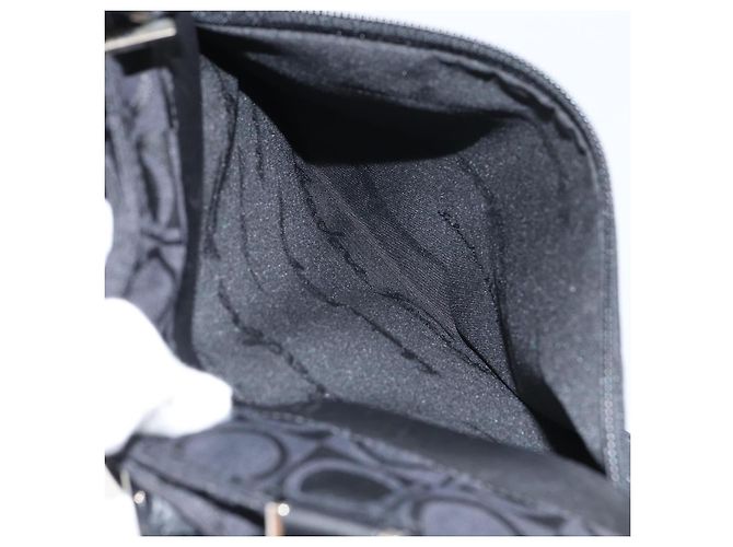 Salvatore Ferragamo Borsa Tote Gancini in Nylon Nero Argento Auth gh1671 - vista 22
