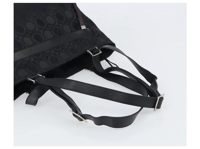 Salvatore Ferragamo Borsa Tote Gancini in Nylon Nero Argento Auth gh1671 - vista 7