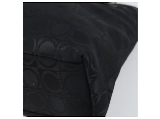Salvatore Ferragamo Borsa Tote Gancini in Nylon Nero Argento Auth gh1671 - vista 9