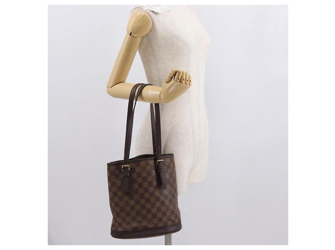 LOUIS VUITTON Borsa a Spalla Damier Ebene Marais N42240 LV Auth BA10212 - vista 25