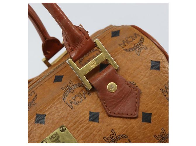 MCM Vicetos Logogram Borsa a Mano in Pelle PVC Marrone Oro Auth bs32955 D'oro - vista 10
