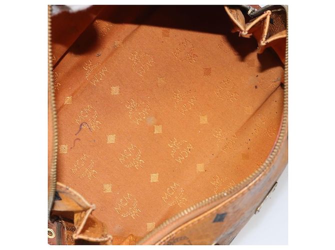 MCM Vicetos Logogram Borsa a Mano in Pelle PVC Marrone Oro Auth bs32955 D'oro - vista 11