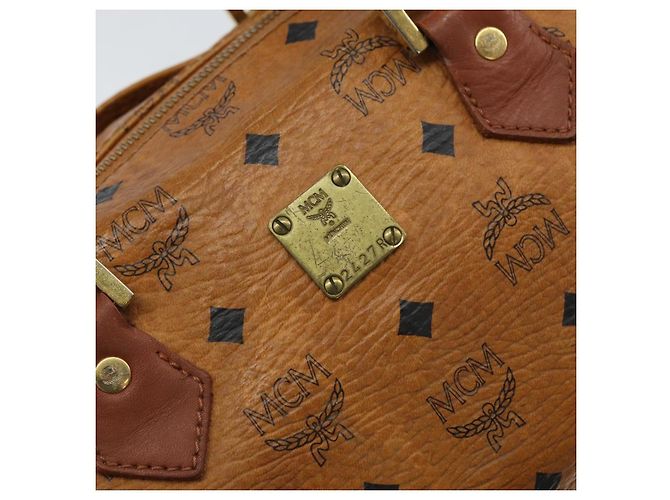 MCM Vicetos Logogram Borsa a Mano in Pelle PVC Marrone Oro Auth bs32955 D'oro - vista 12