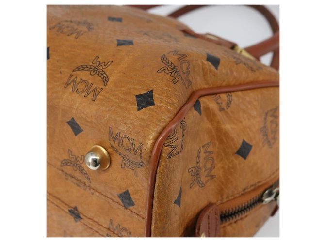 MCM Vicetos Logogram Borsa a Mano in Pelle PVC Marrone Oro Auth bs32955 D'oro - vista 15