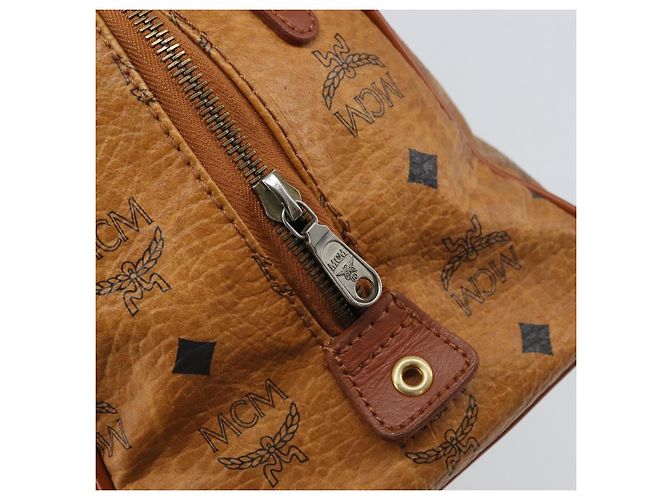 MCM Vicetos Logogram Borsa a Mano in Pelle PVC Marrone Oro Auth bs32955 D'oro - vista 17