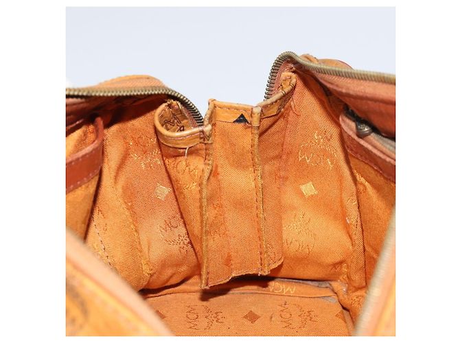 MCM Vicetos Logogram Borsa a Mano in Pelle PVC Marrone Oro Auth bs32955 D'oro - vista 19