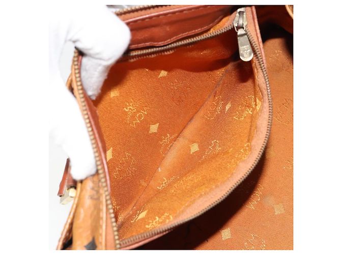 MCM Vicetos Logogram Borsa a Mano in Pelle PVC Marrone Oro Auth bs32955 D'oro - vista 21