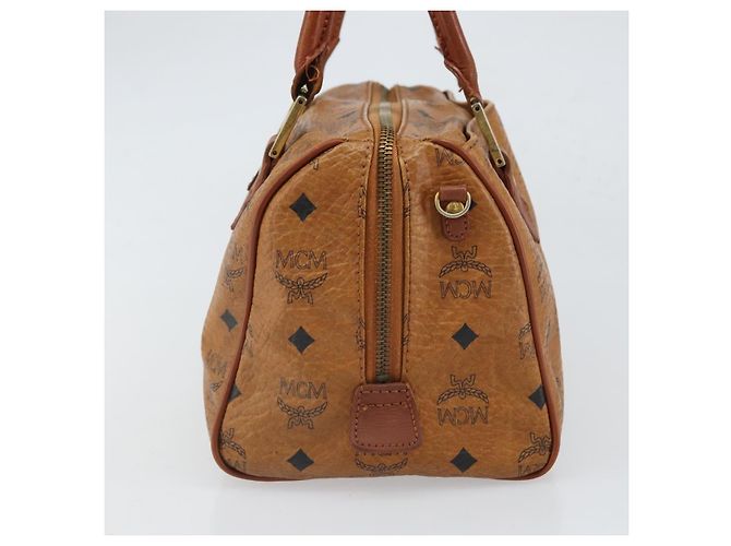 MCM Vicetos Logogram Borsa a Mano in Pelle PVC Marrone Oro Auth bs32955 D'oro - vista 3