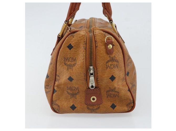 MCM Vicetos Logogram Borsa a Mano in Pelle PVC Marrone Oro Auth bs32955 D'oro - vista 4