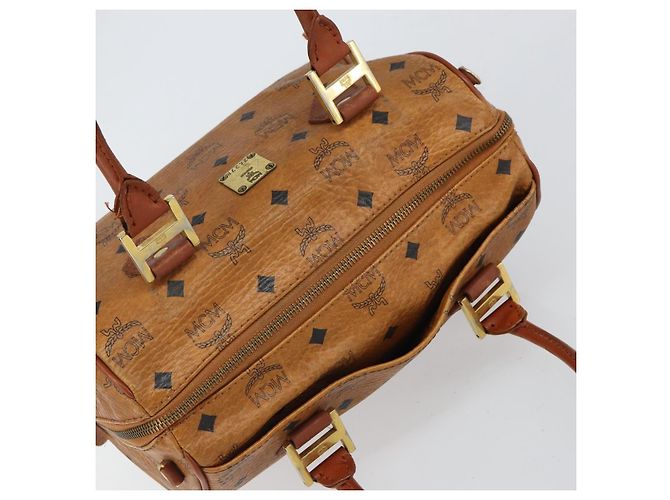MCM Vicetos Logogram Borsa a Mano in Pelle PVC Marrone Oro Auth bs32955 D'oro - vista 6