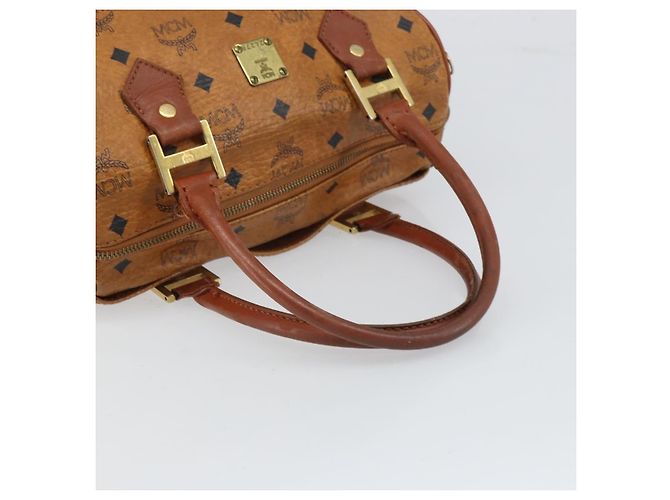 MCM Vicetos Logogram Borsa a Mano in Pelle PVC Marrone Oro Auth bs32955 D'oro - vista 7