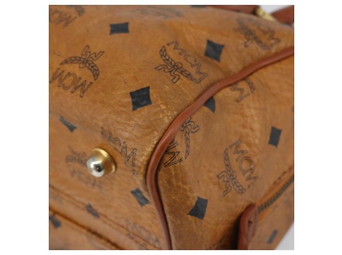 MCM Vicetos Logogram Borsa a Mano in Pelle PVC Marrone Oro Auth bs32955 D'oro - vista 9