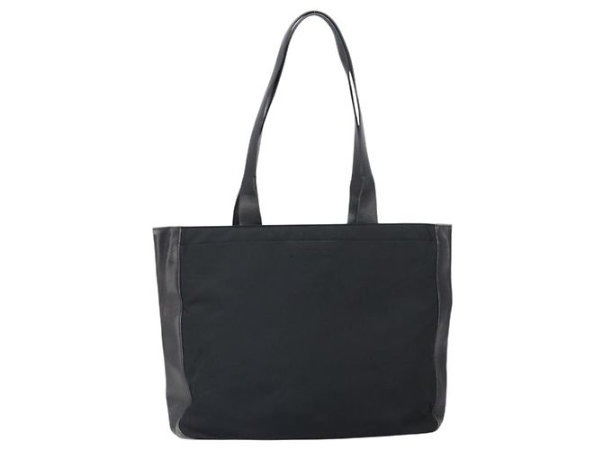 Borsa Tote PRADA in nylon e pelle nera argento Auth gh1640 Nero - vista 13