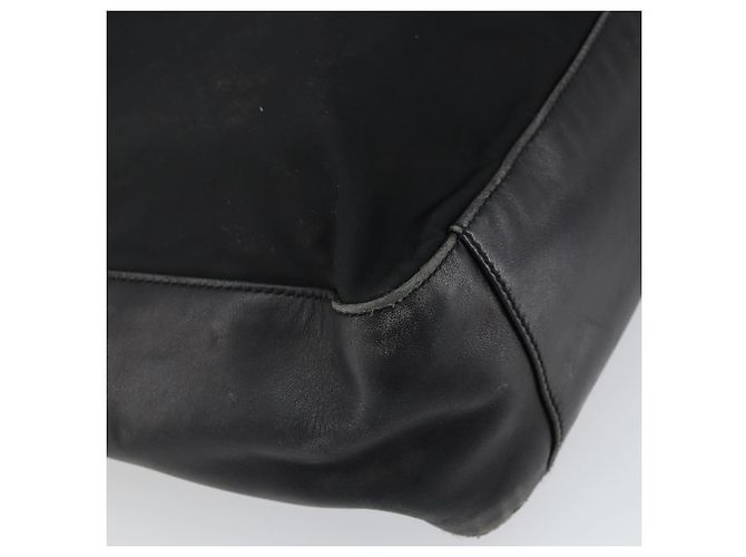 Borsa Tote PRADA in nylon e pelle nera argento Auth gh1640 Nero - vista 17