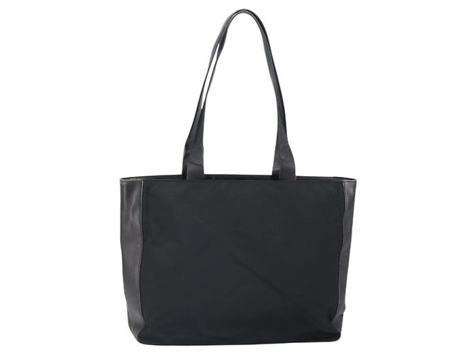 Borsa Tote PRADA in nylon e pelle nera argento Auth gh1640 Nero - vista 2