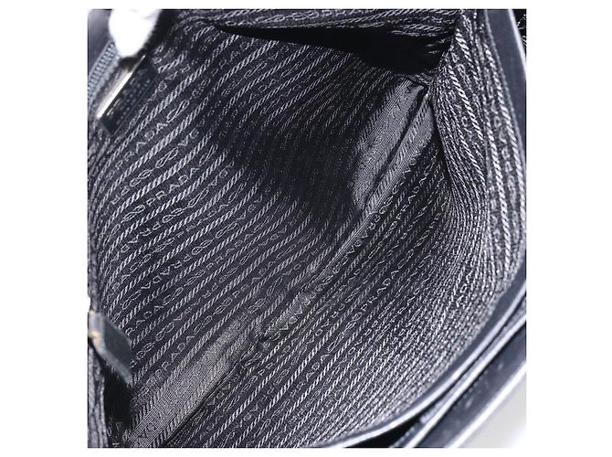 Borsa Tote PRADA in nylon e pelle nera argento Auth gh1640 Nero - vista 21