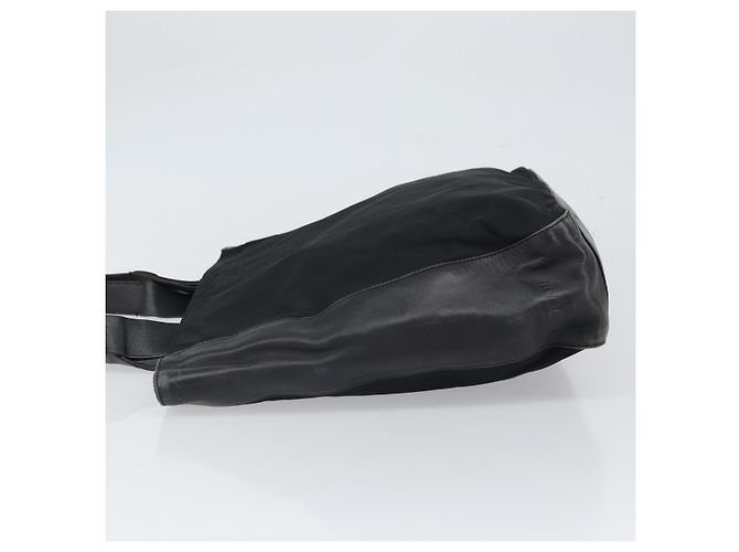 Borsa Tote PRADA in nylon e pelle nera argento Auth gh1640 Nero - vista 4