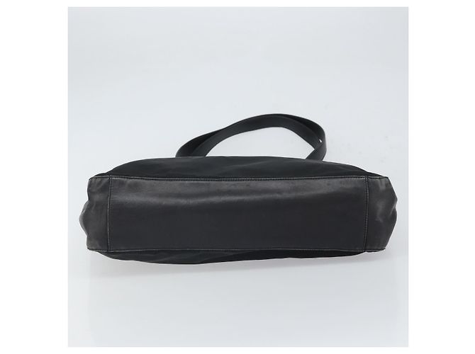 Borsa Tote PRADA in nylon e pelle nera argento Auth gh1640 Nero - vista 5