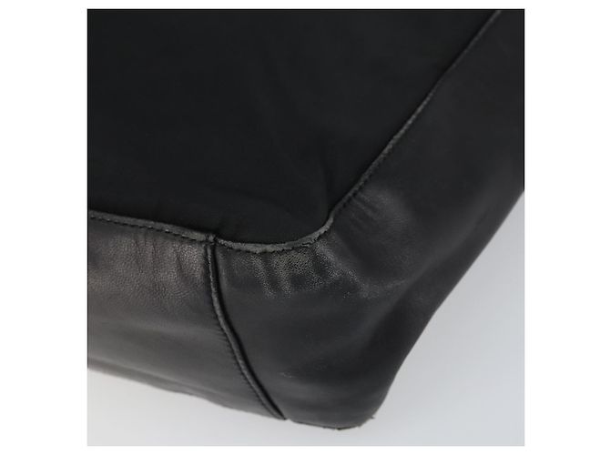 Borsa Tote PRADA in nylon e pelle nera argento Auth gh1640 Nero - vista 8