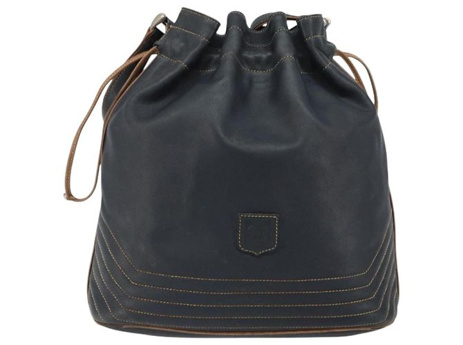 Céline CELINE Bolso de Hombro de Cuero Negro y Dorado Auth 169404 - vista 13