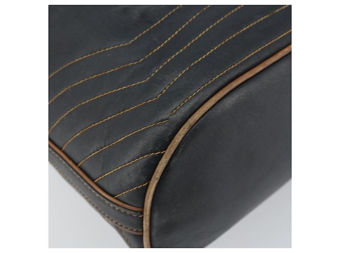 Céline CELINE Bolso de Hombro de Cuero Negro y Dorado Auth 169404 - vista 16