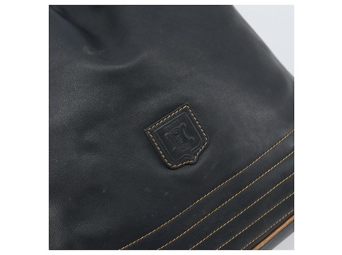Céline CELINE Bolso de Hombro de Cuero Negro y Dorado Auth 169404 - vista 17