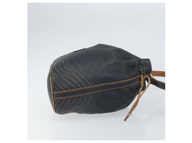 Céline CELINE Bolso de Hombro de Cuero Negro y Dorado Auth 169404 - vista 3