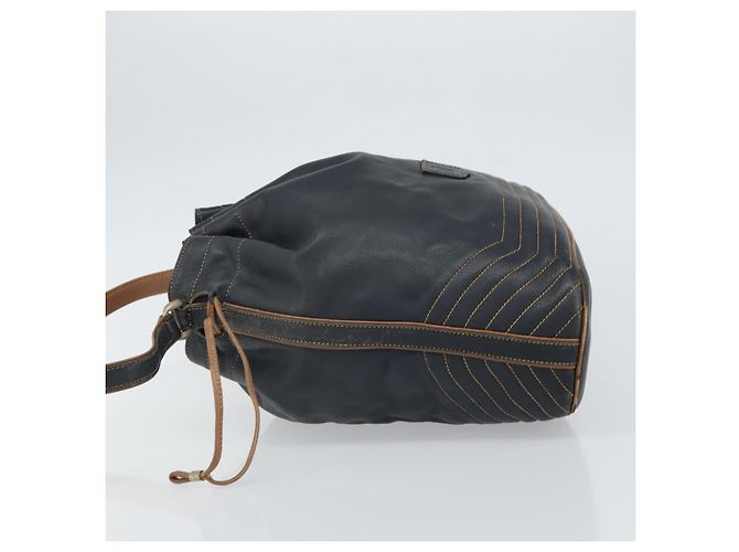Céline CELINE Bolso de Hombro de Cuero Negro y Dorado Auth 169404 - vista 4