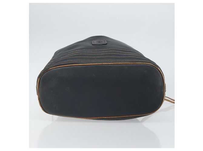 Céline CELINE Bolso de Hombro de Cuero Negro y Dorado Auth 169404 - vista 5